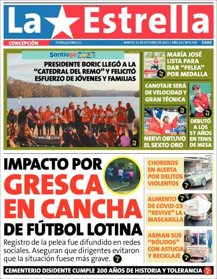 Portada de La Estrella de Concepción (Chile)