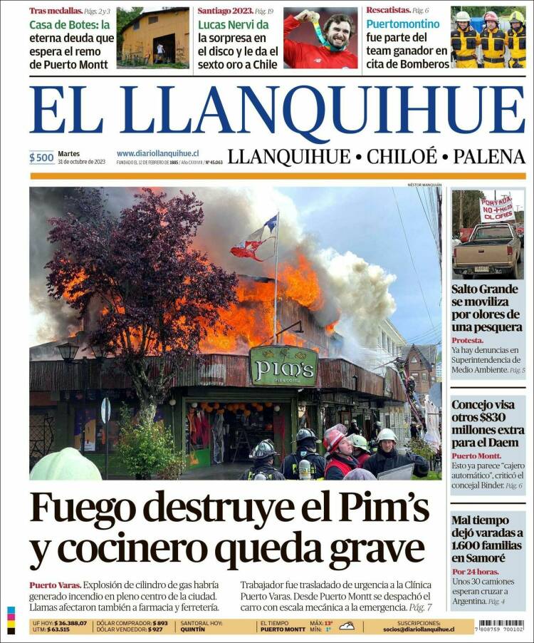 Portada de El Llanquihue (Chile)
