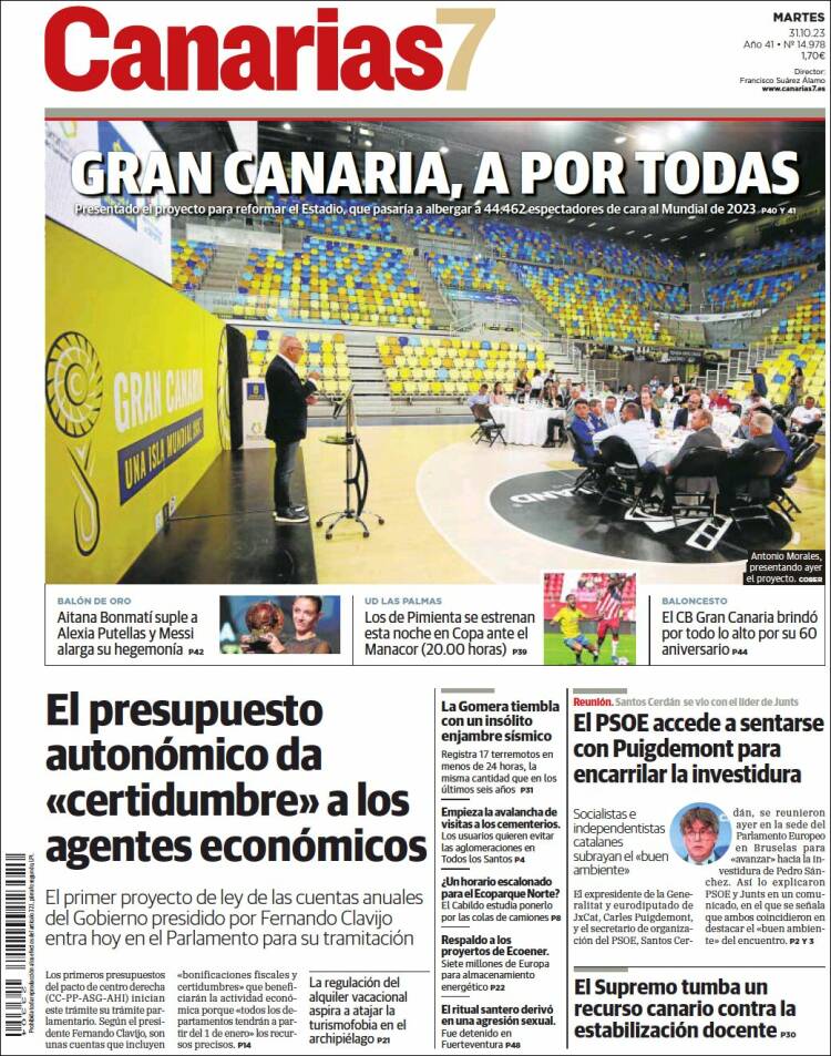 Portada de Canarias 7 (España)
