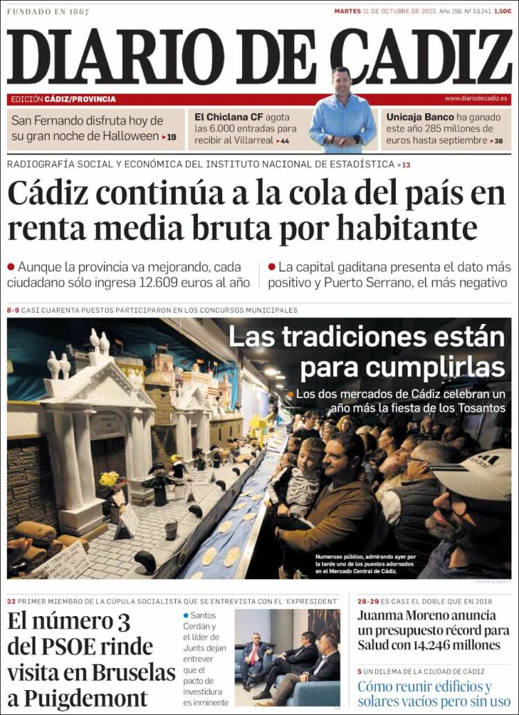 Portada de Diario de Cádiz (España)