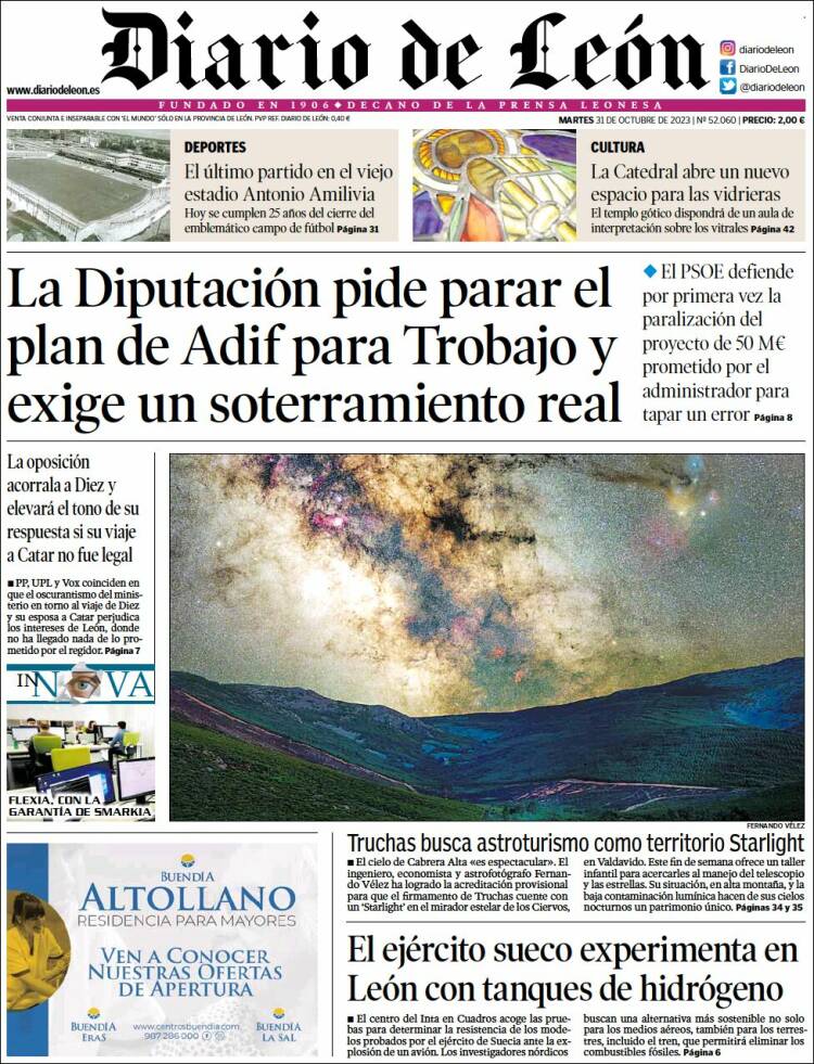 Portada de Diario de León (España)