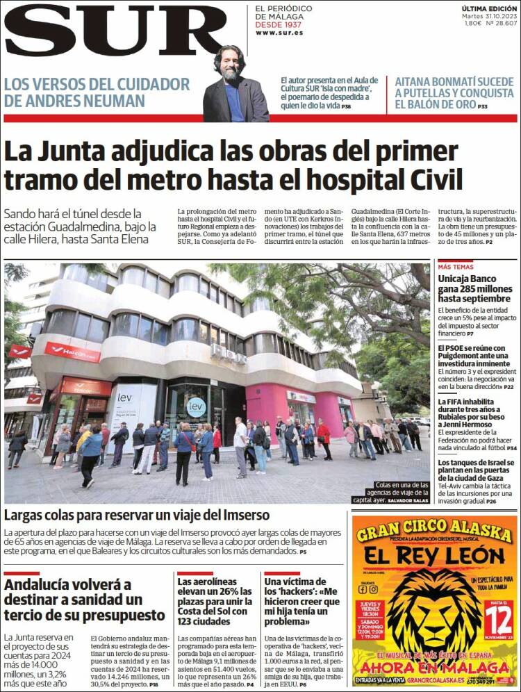 Portada de Diario el Sur (España)
