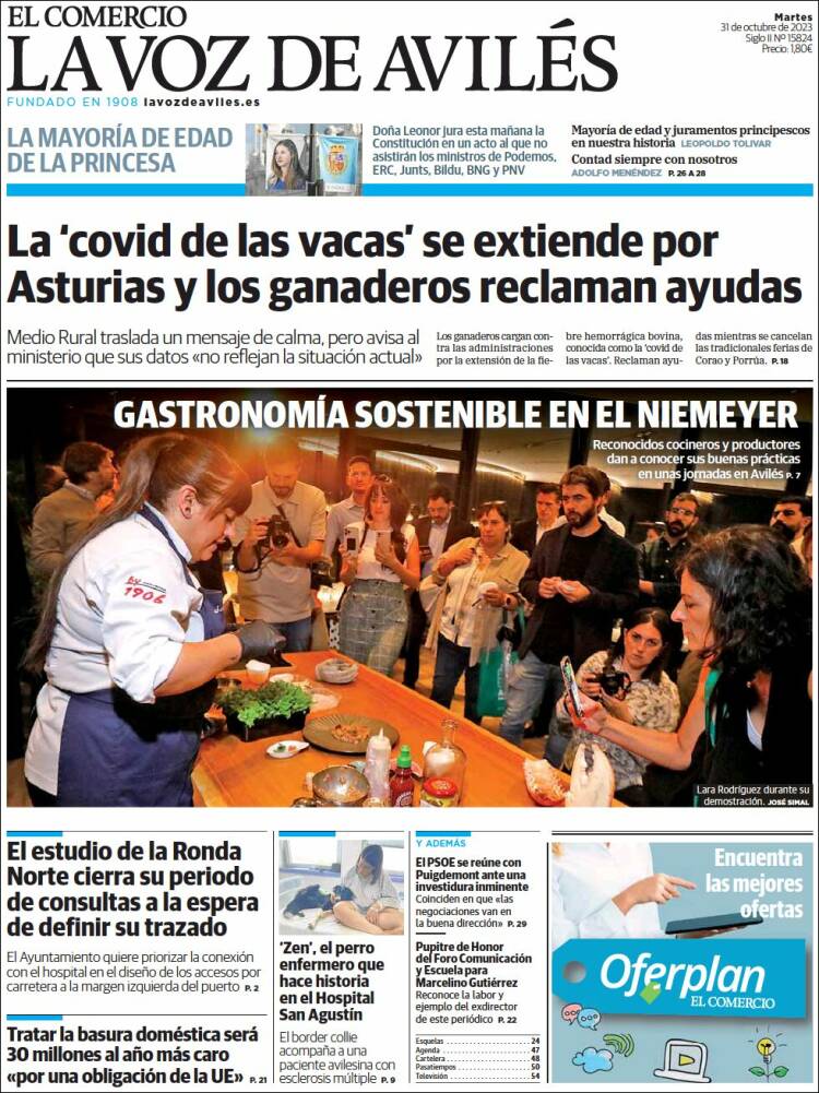 Portada de El Comercio - Avilés (España)