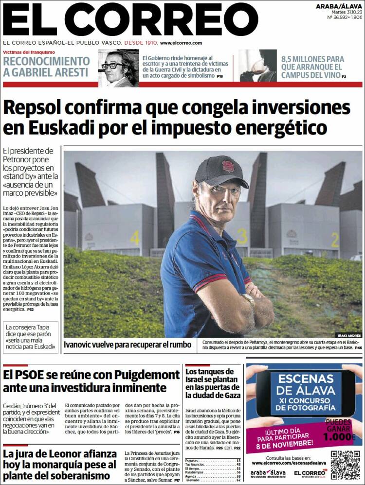 Portada de El Correo - Álava (España)