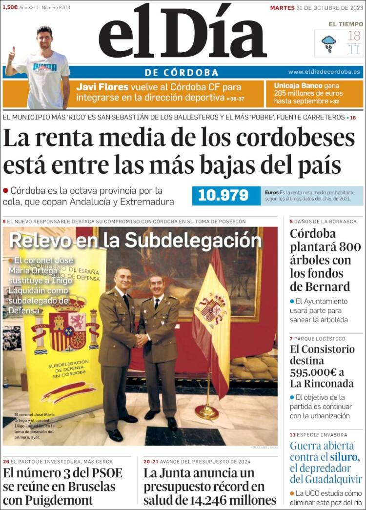 Portada de El Día de Córdoba (España)