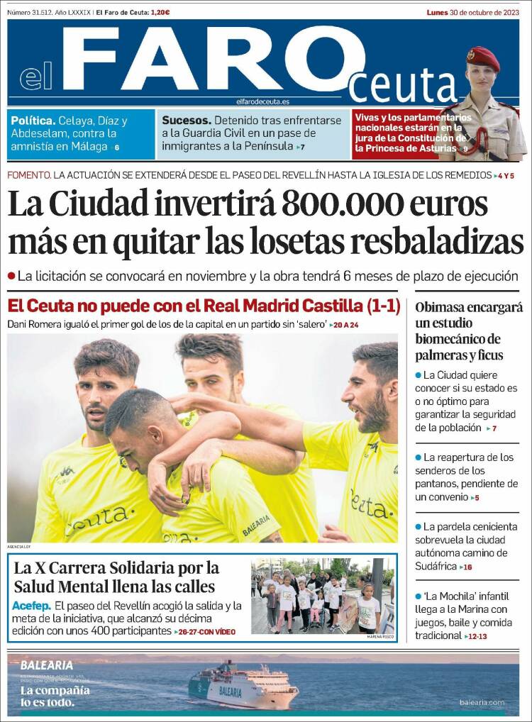 Portada de El Faro de Ceuta (España)