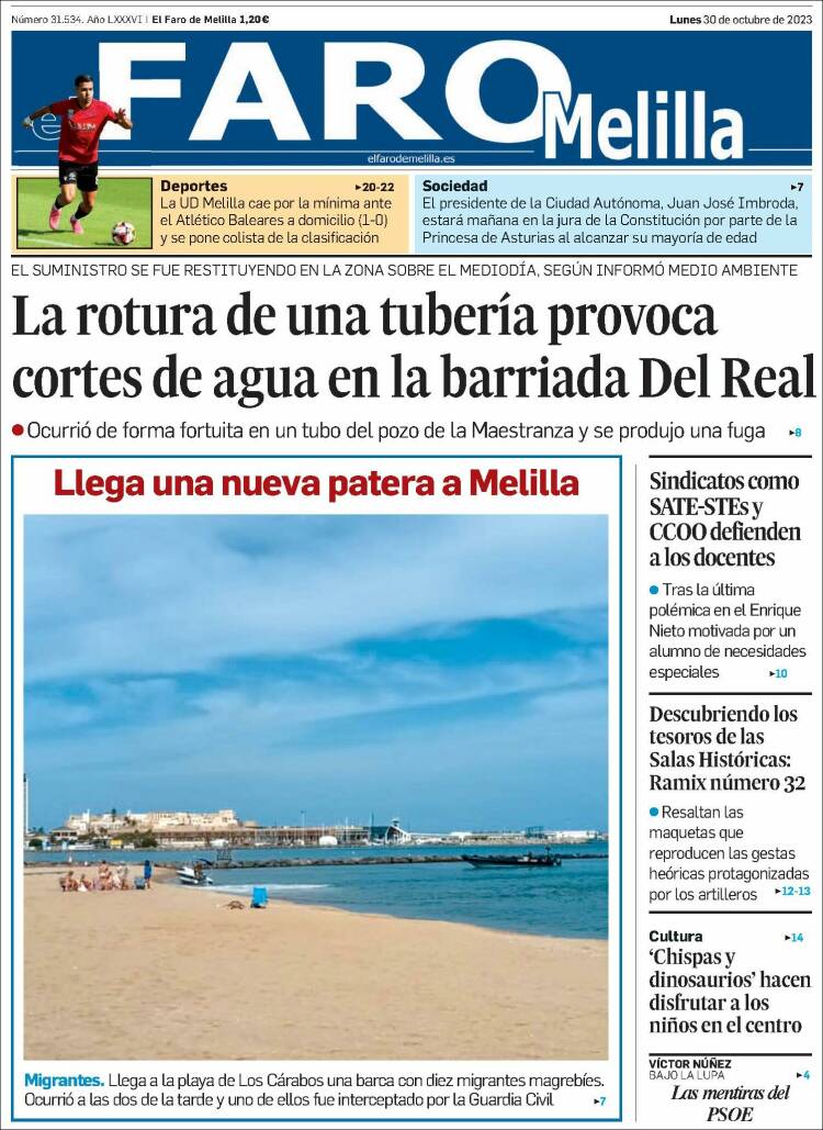 Portada de El Faro de Melilla (España)