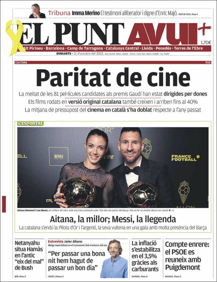 Portada de El Punt Avui (España)