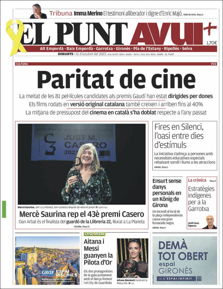 Portada de El Punt Avui - Girona (España)