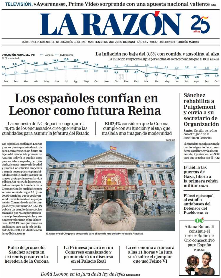 Portada de La Razón (España)