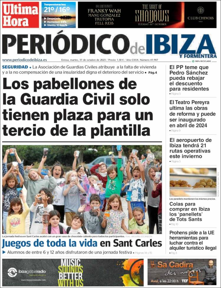 Portada de Periódico de Ibiza (España)