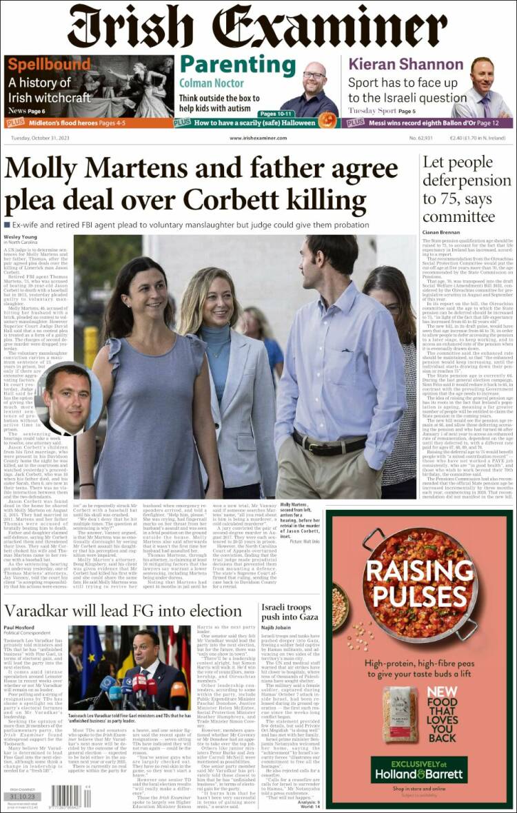 Portada de Irish Examiner (Irlanda)