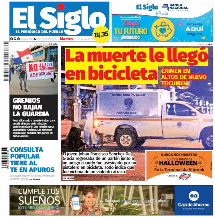 Portada de El Siglo (Panam&aacute;)