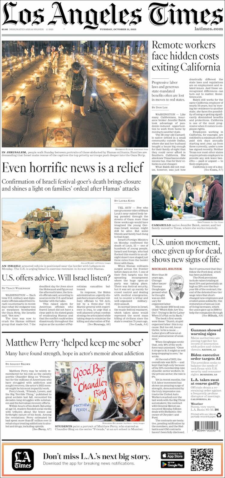 Portada de Los Angeles Times (USA)