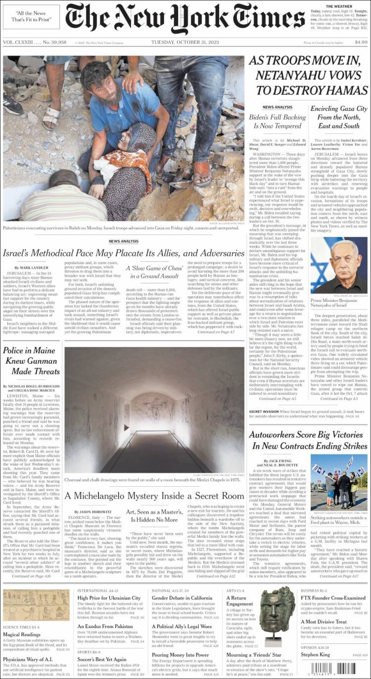 Portada de New York Times (USA)