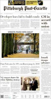 Portada de Pittsburgh Post-Gazette (USA)