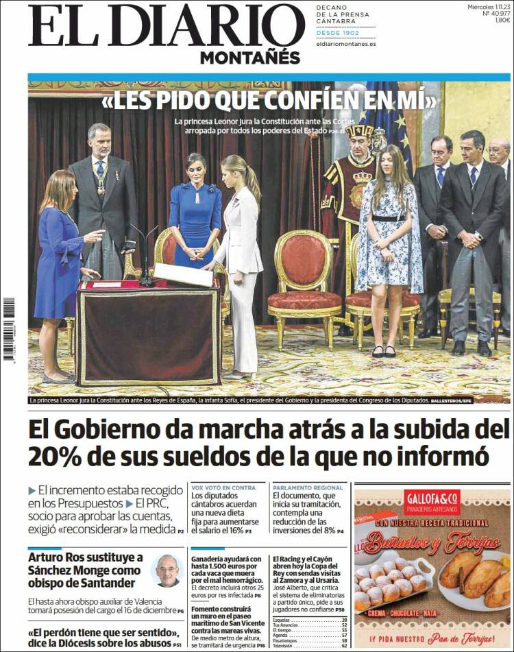 Portada de El Diario Montañés (España)