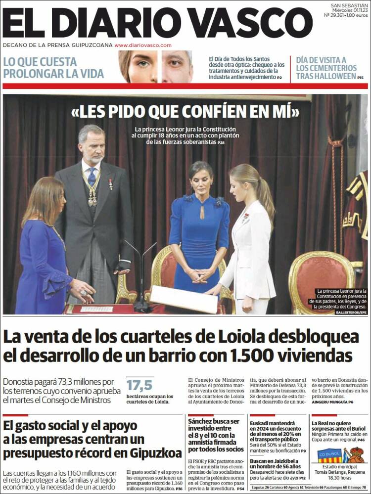 Portada de Diario Vasco (España)