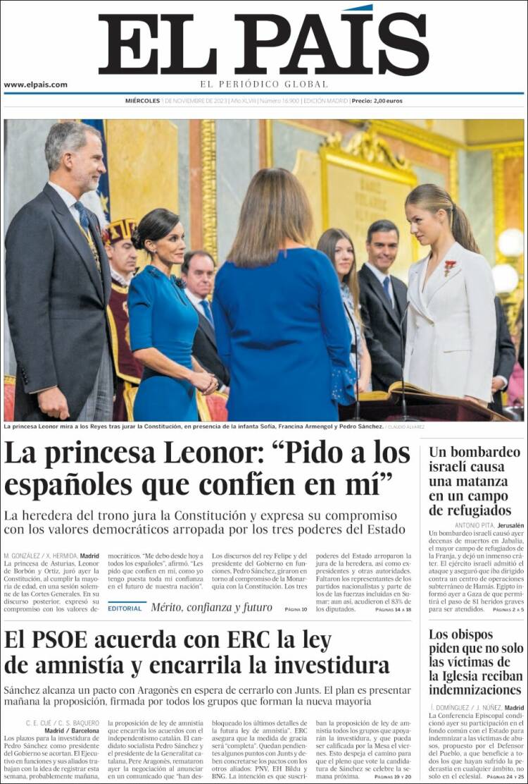 Portada de El País (España)