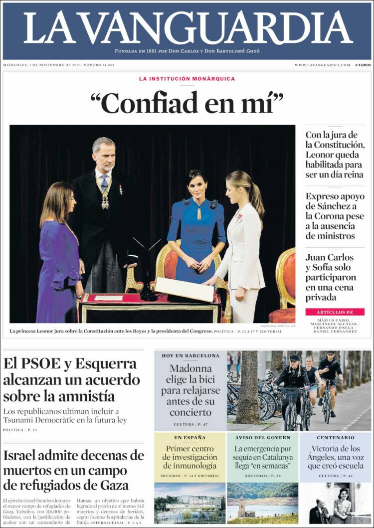 Portada de La Vanguardia (España)
