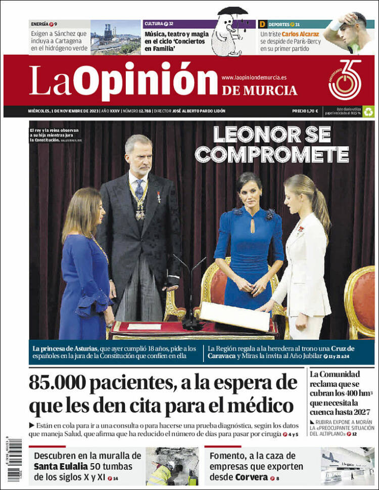 Portada de La Opinión de Murcia (España)