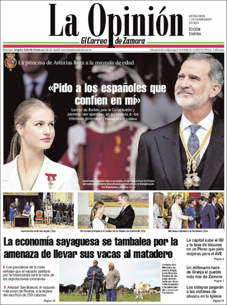 Portada de La Opinión - El Correo de Zamora (España)