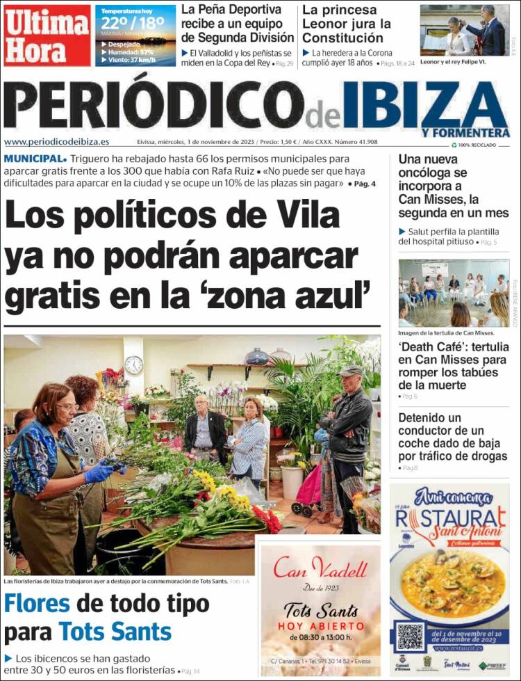Portada de Periódico de Ibiza (España)