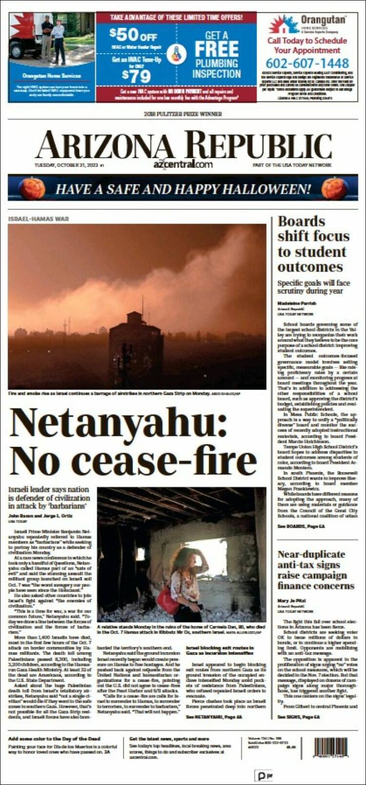 Portada de Arizona Republic News (USA)