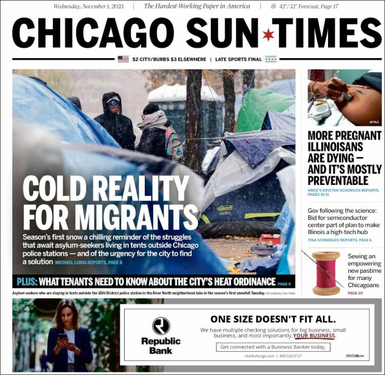 Portada de Chicago Sun-Times (USA)