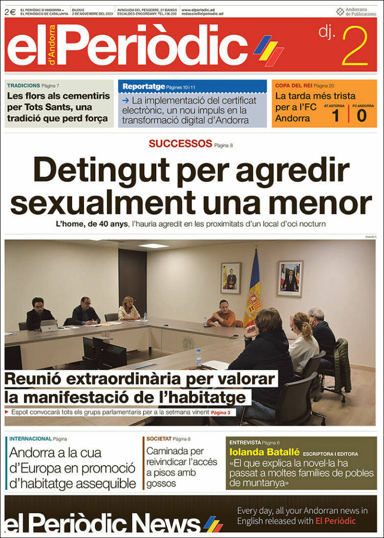 Portada de El Periòdic d'Andorra (Andorra)