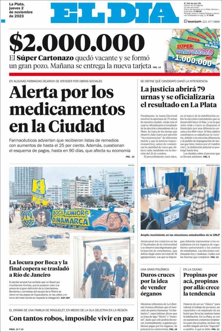 Portada de El Día de la Plata (Argentina)