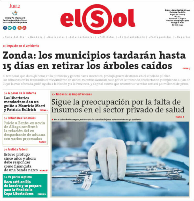 Portada de El Sol Diario (Argentina)