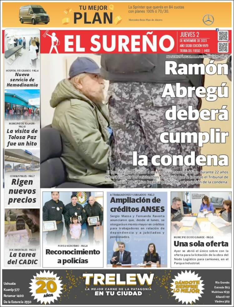 Portada de Diario El Sureño (Argentina)