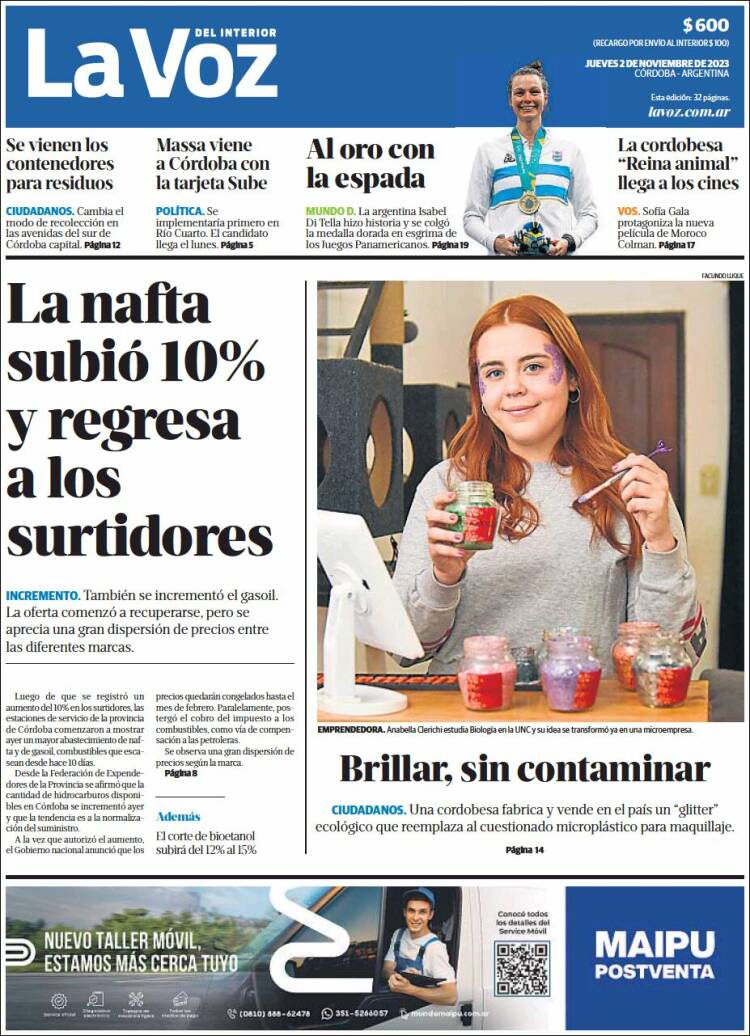 Portada de La Voz del Interior (Argentina)