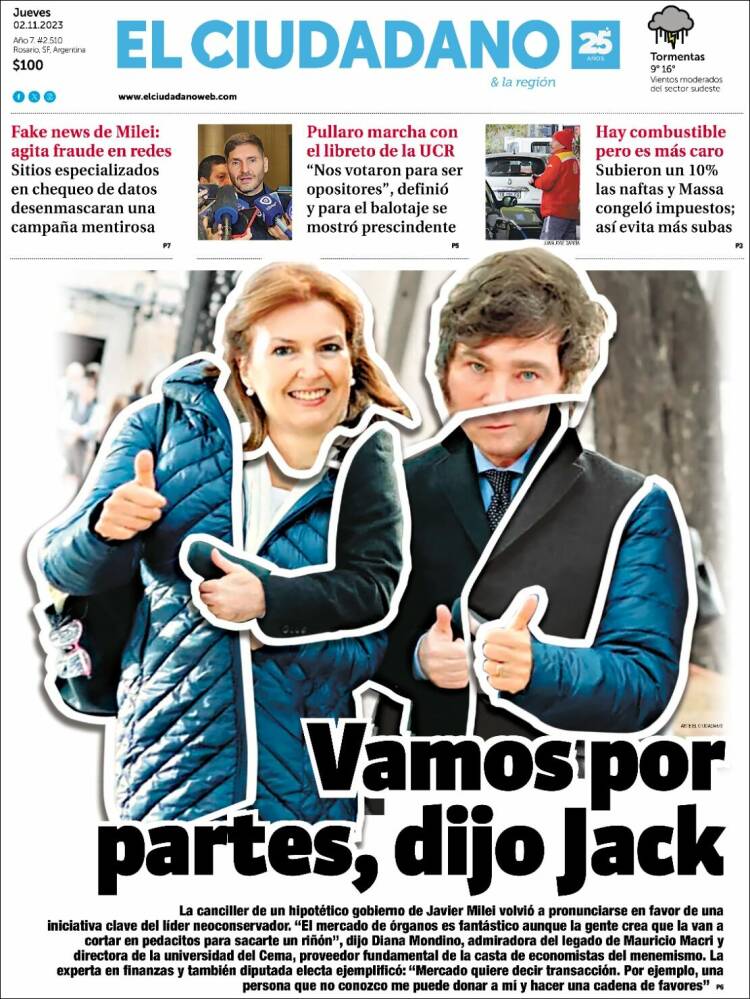 Portada de Diario El Ciudadano (Argentina)