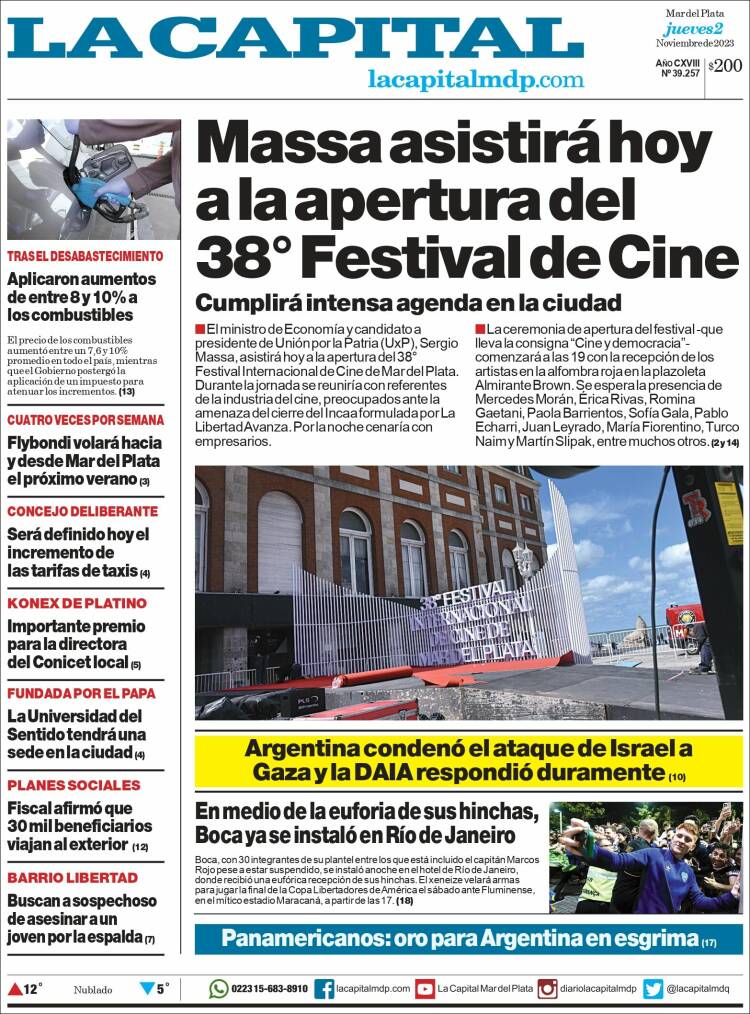 Portada de Diario La Capital - Mar del Plata (Argentina)