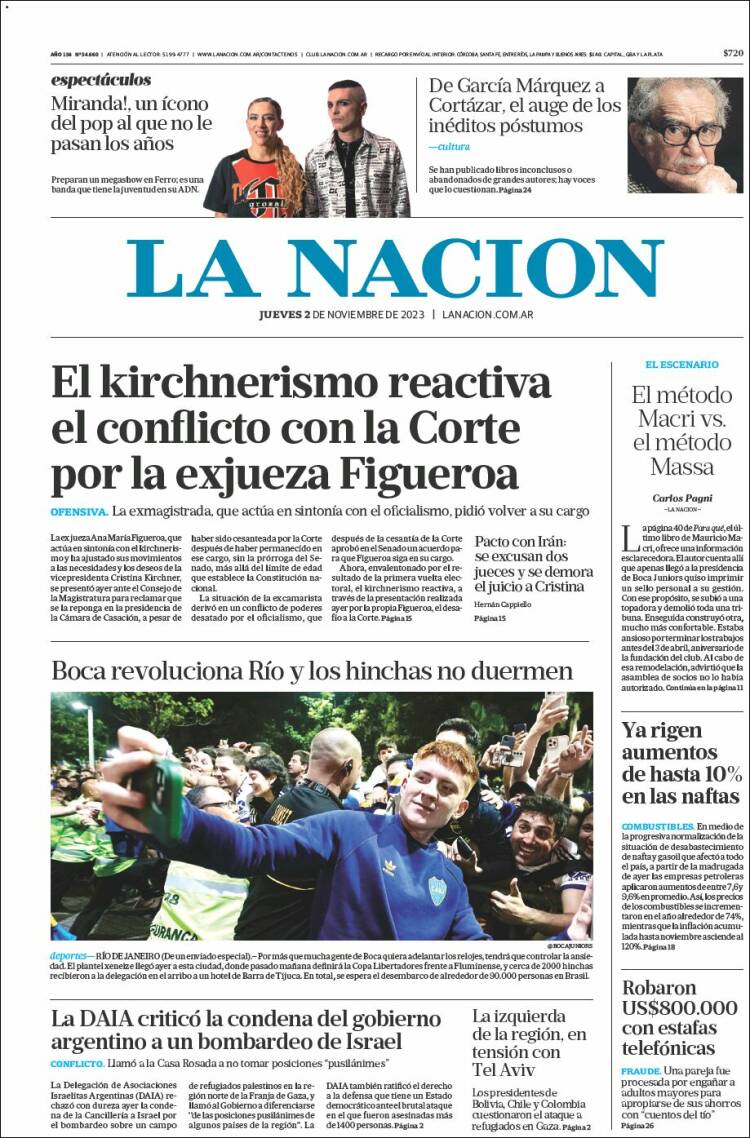 Portada de La Nación (Argentina)