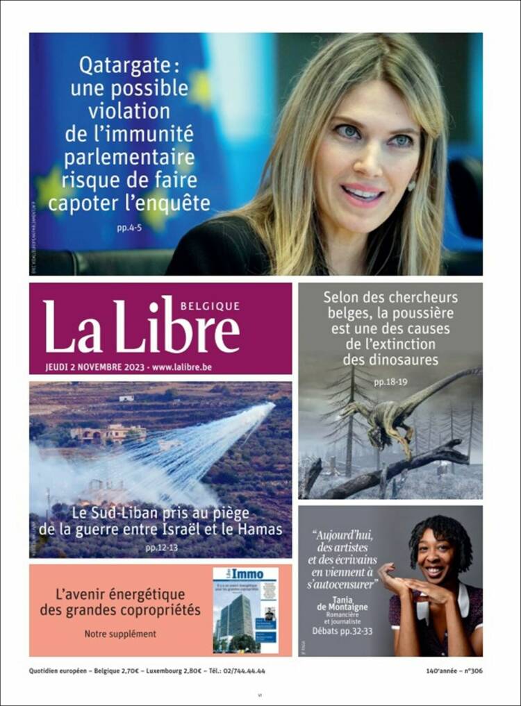 Portada de La Libre.be (B&eacute;lgica)