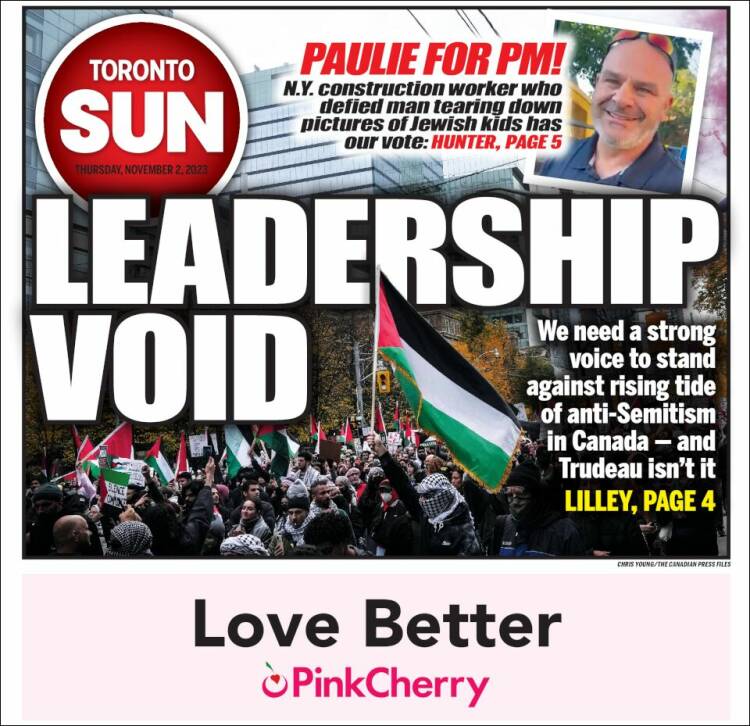 Portada de The Toronto Sun (Canadá)