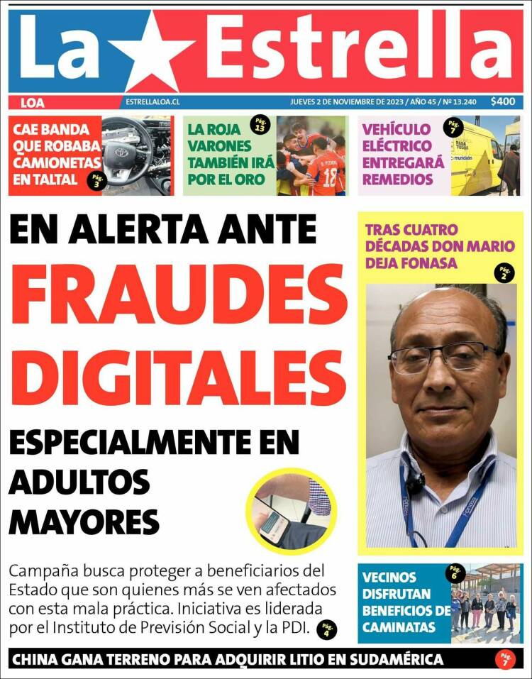 Portada de La Estrella de Loa (Chile)