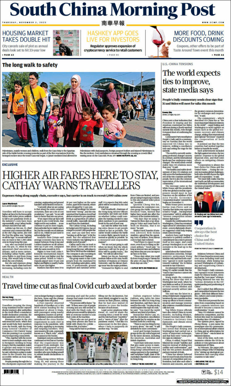 Portada de South China Morning Post (China)