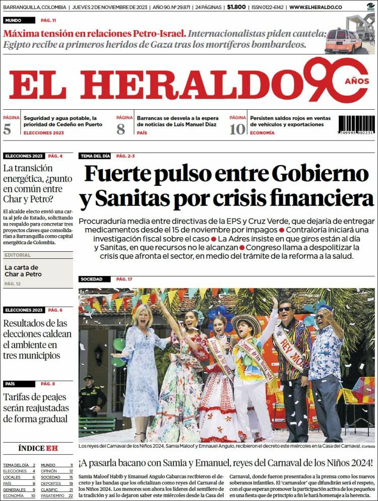 Portada de El Heraldo (Colombia)