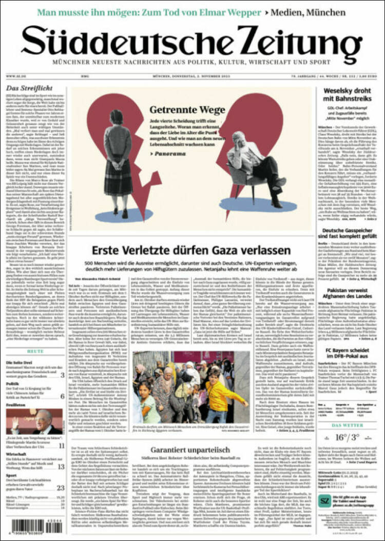 Portada de Sueddeutsche (Alemania)