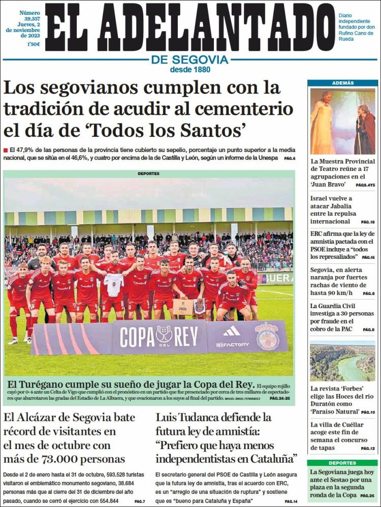 Portada de El Adelantado de Segovia (España)