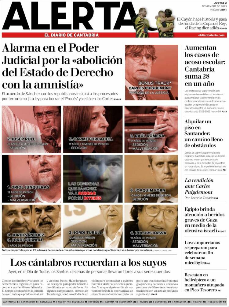 Portada de Alerta - El Diario de Cantabria (España)