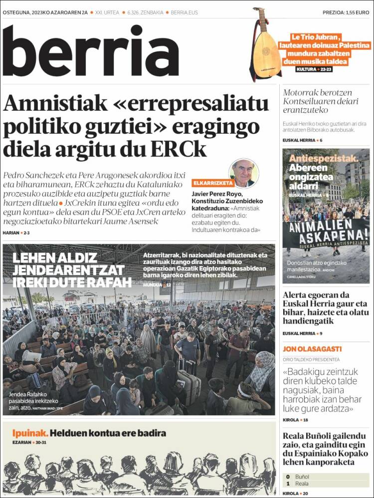 Portada de Berria (España)