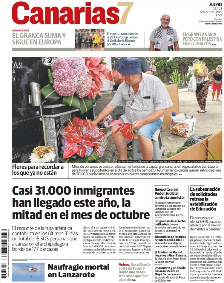 Portada de Canarias 7 (España)