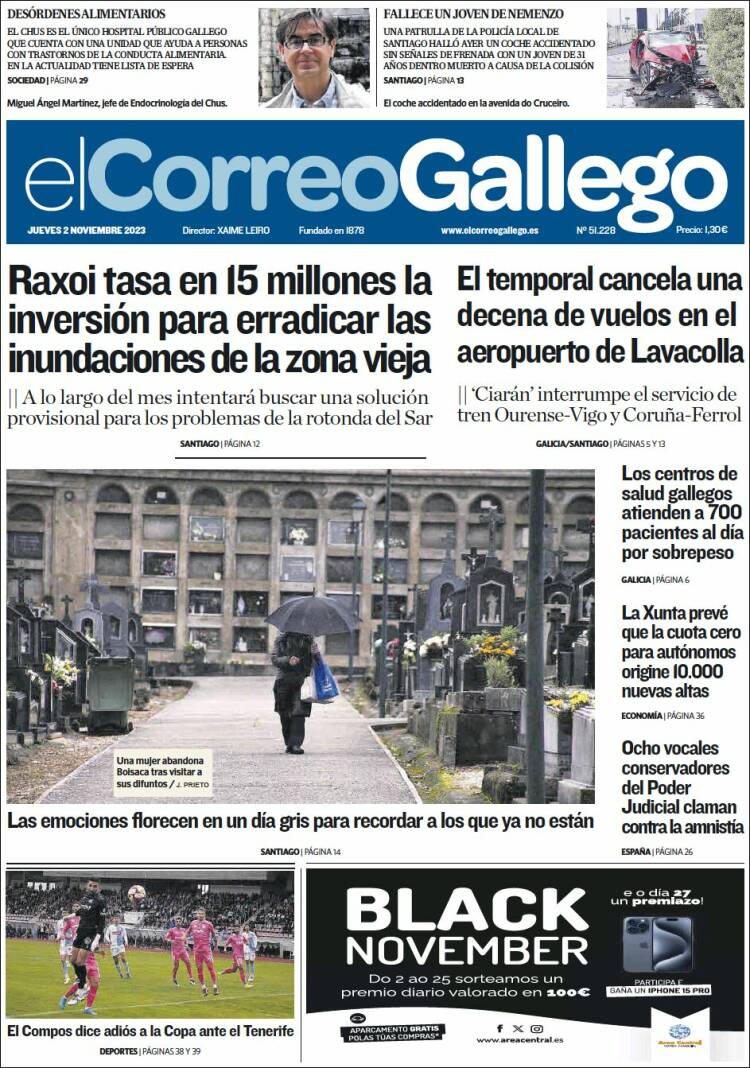 Portada de El Correo Gallego (España)