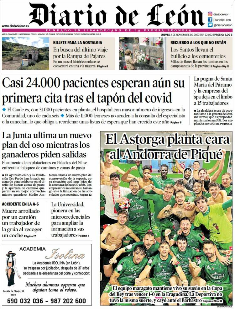 Portada de Diario de León (España)