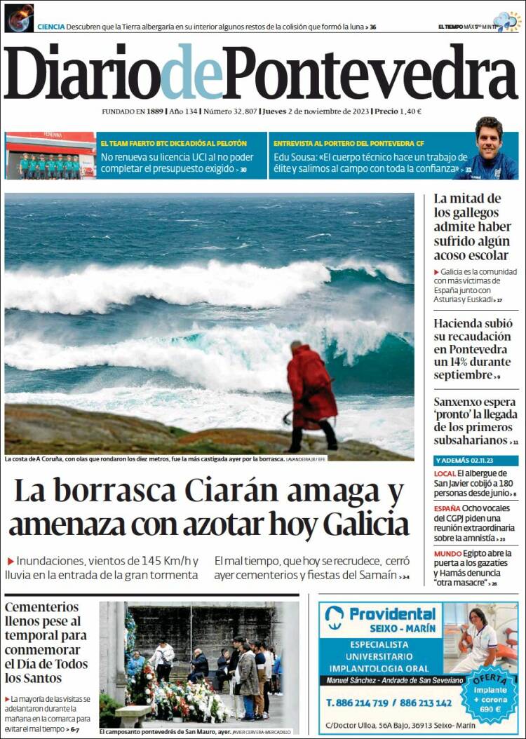 Portada de Diario de Pontevedra (España)
